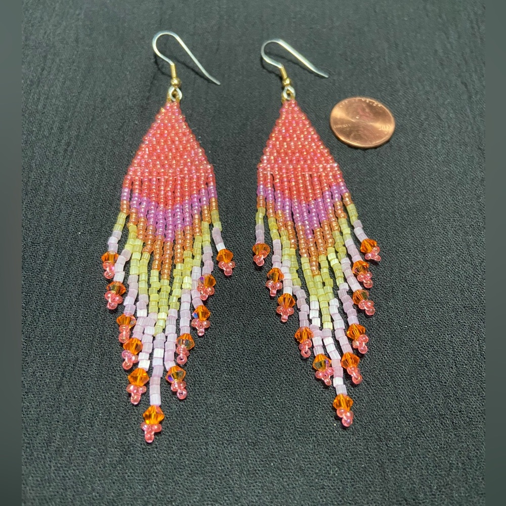 Tropical Fruit Punch Beaded Earrings - Picture 2 of 2